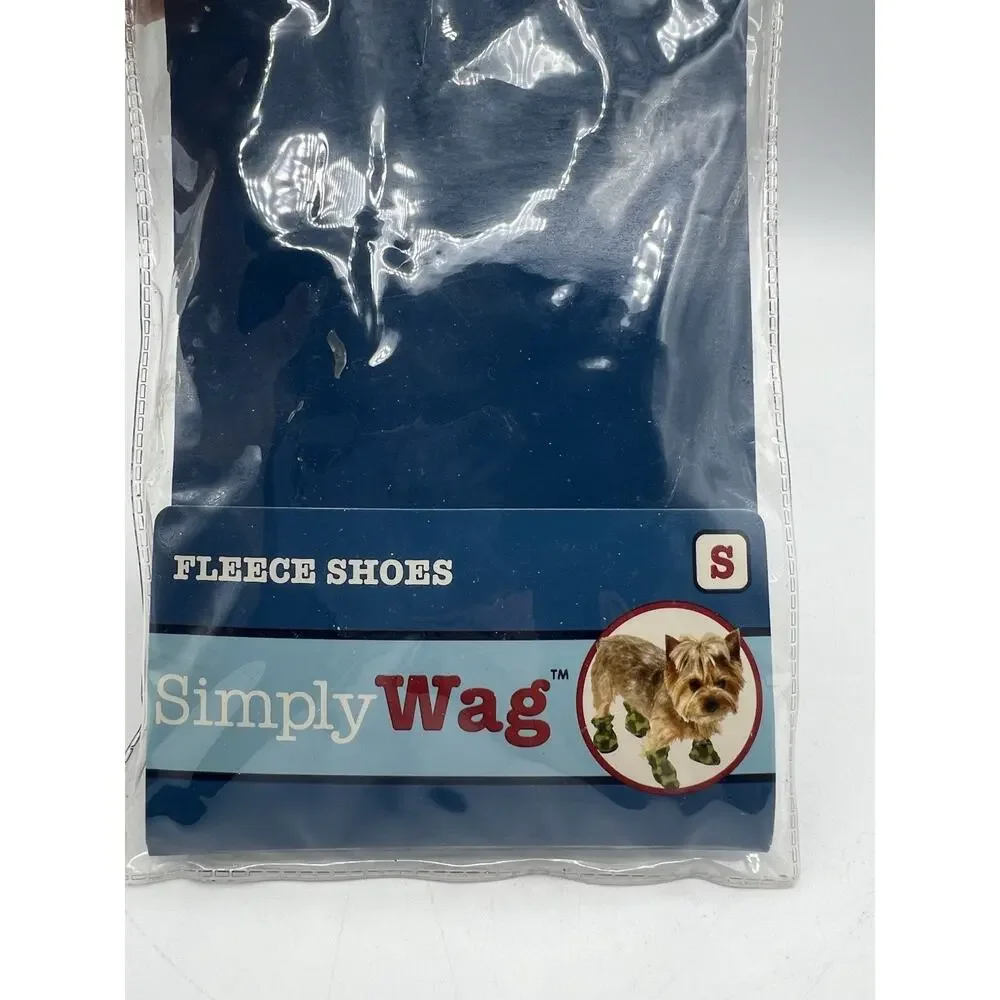 Simply Wag Dog Fleece Shoes Size Small Blue Boots Paw Protector 4 Pack